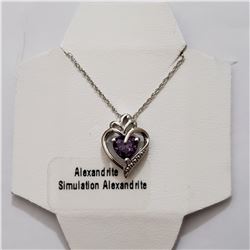 SILVER CREATED ALEXANDRITE 20"  NECKLACE