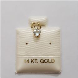 14K YELLOW GOLD AQUAMARINE  PENDANT