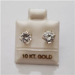 10K YELLOW GOLD CZ 6.5MM  EARRINGS