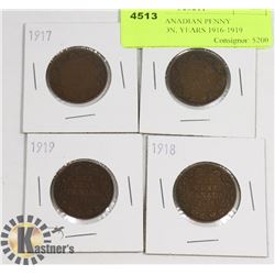 4 LARGE CANADIAN PENNY COLLECTION, YEARS 1916-1919