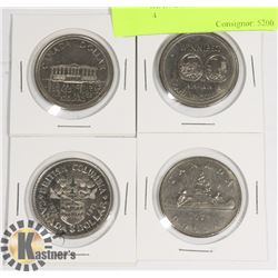 4 CANADIAN DOLLAR COINS, YEARS 1971-1974