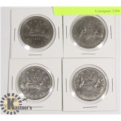 4 CANADIAN DOLLAR COINS, YEARS 1975-1978