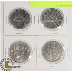 4 CANADIAN DOLLAR COINS, YEARS 1983-1986