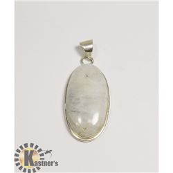 #66-NATURAL MOONSTONE PENDANT -.925 SILVER PLATED