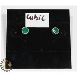 #3-GREEN CUBIC ZIRCONIA STUD EARRINGS