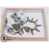 Image 1 : CRYSTAL BLUE AND WHITE NECKLACE AND EARRING SET