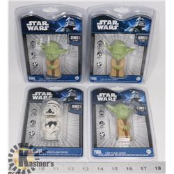 LOT OF 4 STAR WARS USB FLASH DRIVES