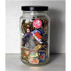5)  JAR FILLED WITH 175 ASSORTED LAPEL PINS
