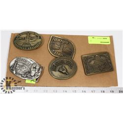 LOT OF 5 OIL AND GAS BELT BUCKLES