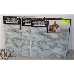 LOT OF NEW 6 PCS  PEEL AND STICK TILES, MARBLE