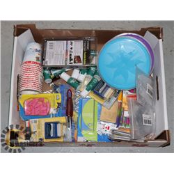 FLAT OF MIX ITEMS INCLUDING OFFICE SUPPLIES,