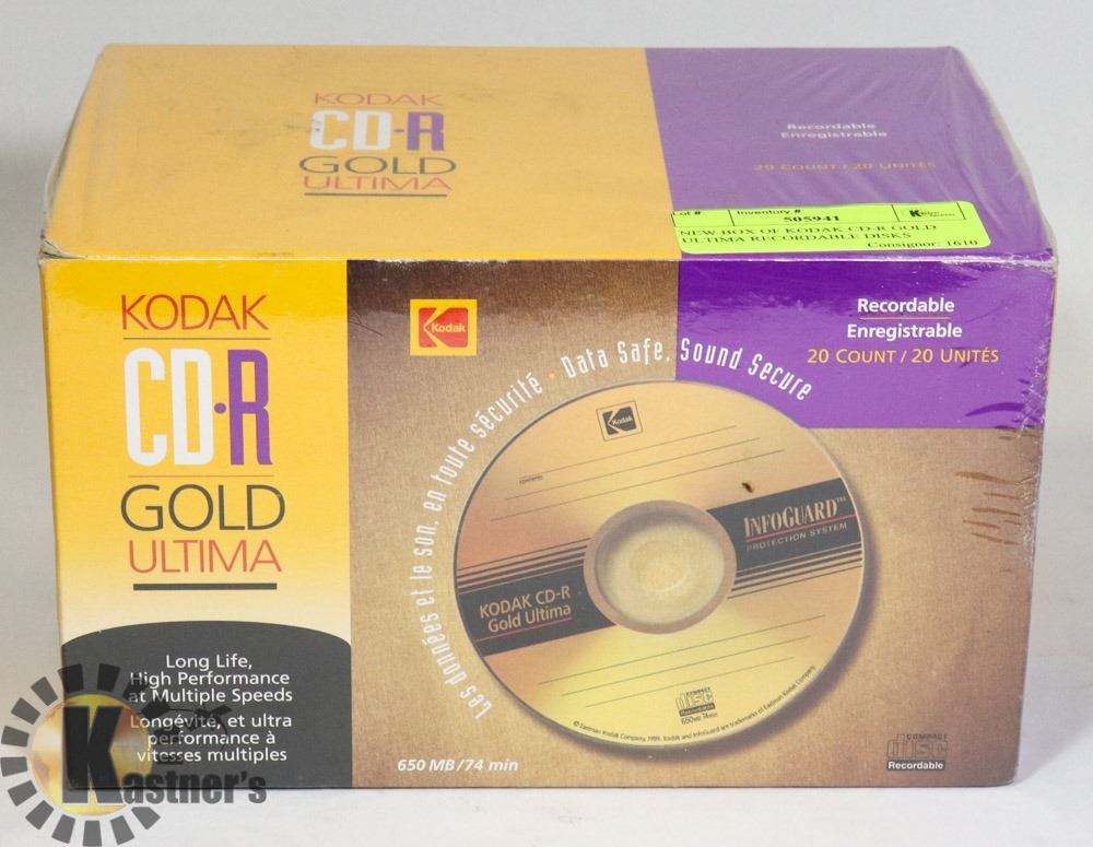 NEW BOX OF KODAK CD-R GOLD ULTIMA RECORDABLE DISKS