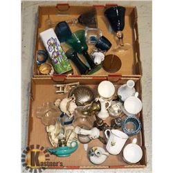 TWO FLATS OF ASSORTED GLASSWARE AND COLLECTIBLES