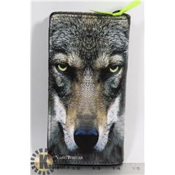 NEW PORTRAIT OF A WOLF  LARGE ZIPPER WALLET