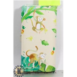 NEW MONKEY IN A JUNGLE SCENE LARGE ZIPPER WALLET