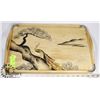 Image 1 : HAND PAINTED PEACOCK WOOD DINNER TRAY