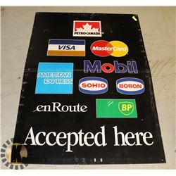 64" X 44" MOBIL BP ESSO GAS OIL AD 1 SIDE ONLY