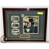 Image 1 : FRAMED TIGER WOOD PICTURE AND PIN