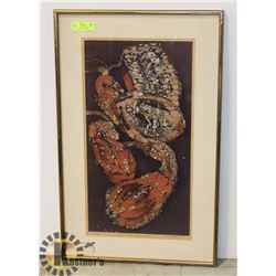 BATIK FABRIC ART- FRAMED- "CROOKNECK SQUASHES"-