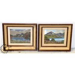 ANTIQUE SET OF 2 MOUNTAIN SCENERY PICTURES.