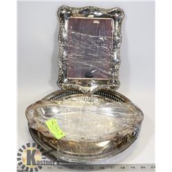 LOT OF 3 SILVER PLATED SERVING TRAY