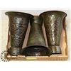 Image 1 : VASES- HAMMERED METAL- 13" TALL- SET OF 3