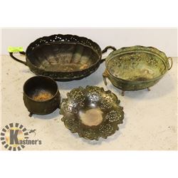 VASES-HAMMERED METAL- ASSORTED SIZES- SET OF 4