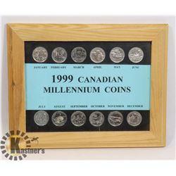 12 1999 CANADIAN MILLENNIUM QUARTERS FRAMED