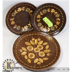SET OF 3 HANDMADE WOODEN PLATES