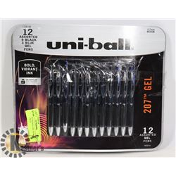SET OF 24 UNI-BALL GEL PENS 18 BLACK 6 BLUE