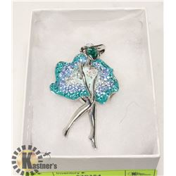 ENAMELED & RHINESTONE BROOCH OF A DANCING WOMEN