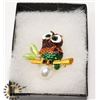 Image 1 : OWL BROOCH WITH A FAUX PEARL