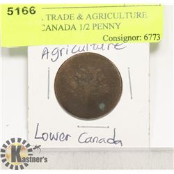 CANADA TRADE & AGRICULTURE LOWER CANADA 1/2 PENNY