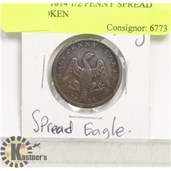 CANADA  1814 1/2 PENNY SPREAD EAGLE TOKEN