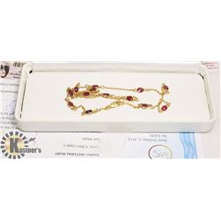 GOLD PLATED SILVER NATURAL RUBY GEMSTONE NECKLACE
