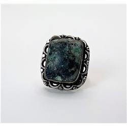 9)  RECTANGULAR CUT SODOLITE RING WITH