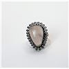 Image 1 : 10)  ROSE QUARTZ RING WITH SCALLOP DETAIL