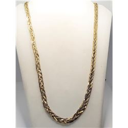 13)  GOLD TONE MULTI STRAND 28" BRAIDED