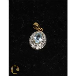 #144-SKY BLUE TOPAZ & CZ PENDANT