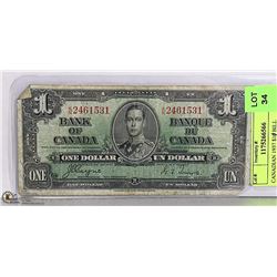 CANADIAN 1937 $1 BILL