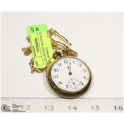 ELGIN POCKET WATCH WITH CHAIN  1891 (WORKS)