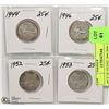 Image 1 : 4PCS OF 25CENT 1944,1946, 1952, 1953 SILVER COIN