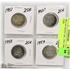 Image 1 : 4PCS OF 25CENT 1951, 1953, 1958, 1959 COIN