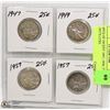 Image 1 : 4PCS OF 25CENT 1947, 1949, TWO 1957'S COIN