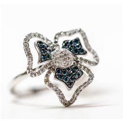 1) 10KT WHITE GOLD LADIES DIAMOND RING SIZE 6.5