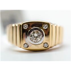 2) 14KT YELLOW & WHITE GOLD MENS DIAMOND RING