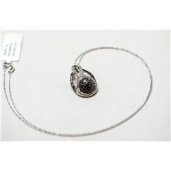 5) 18KT WHITE GOLD BLACK DIAMOND SET PENDANT WITH