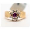 Image 1 : 9) 14KT YELLOW AND WHITE GOLD RUBY & DIAMOND RING
