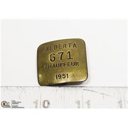ALBERTA CHAUFFEUR'S BADGE 1951