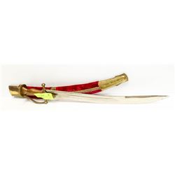 CURVED DAGGER IN A RED VELVET SCABBARD BRONZE
